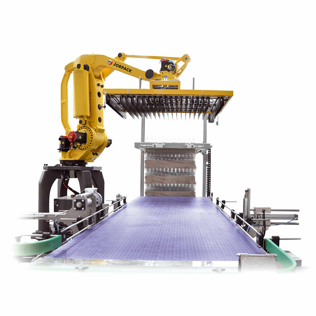 Solucions de despaletitzat amb Robots

Jorpack ofereix diferents solucions de despalatitzat mitjançant cèl·lules despalatitzades robotitzades.

El robot despaletitzador antropomòrfic de Jorpack ofereix múltiples aplicacions o cèl·lules de despalatitzat en funció de les necessitats i la producció.

En funció de l'aplicació de despalatitzat es desenvoluparà un tipus d'aplicació o un altre.

És per això, que en funció de la instal·lació el robot pot tenir diferents pinces de despalatitzat.

La versatilitat que ofereixen els robots despaletitzadors és la de poder despalatitzar diverses línies a la vegada.