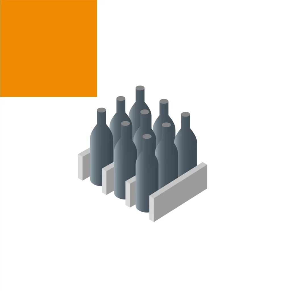 pictograma ejemplo con botellas alineadas