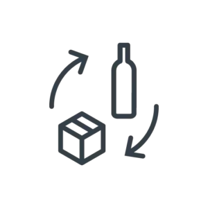 icono cambio de formato caja de cartón y botella