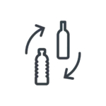icono cambio de formato botellas cristal y botellas de PET